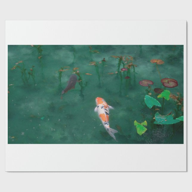 PAPEL DE REGALO PERIÓDICO DE RAPAS: WOODBLOCK JAPONÉS: KOI (Superficie plana)