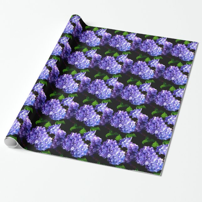 Papel De Regalo Periwinkle hidrangeas flores moradas flores azules (Desenrollado)