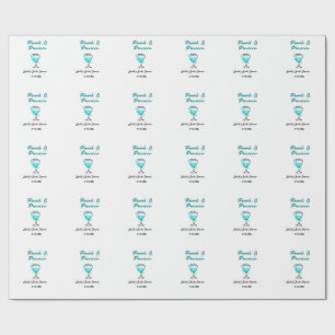 Papel De Regalo Perlas y prosecco despedida de soltera azul negro