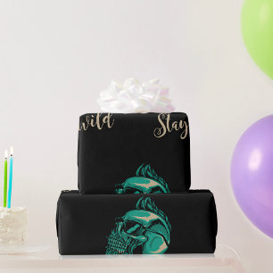 Papel De Regalo Permanece Salvaje Cráneo Barbudo Moderno