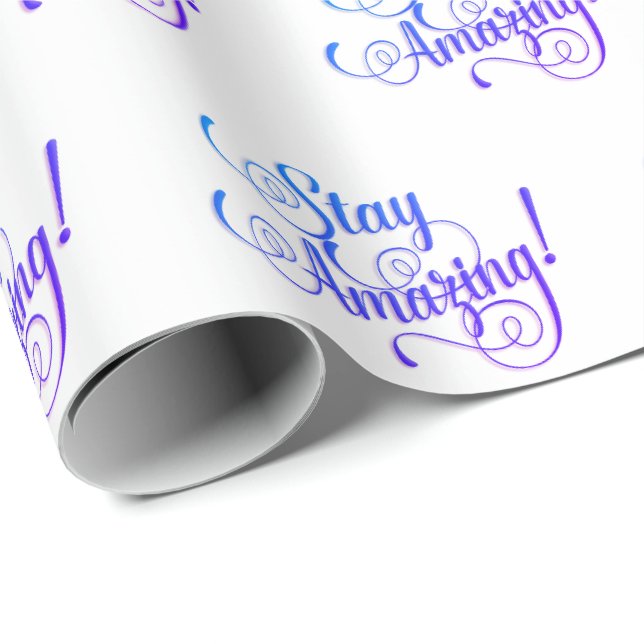 Papel De Regalo Permanece texto asombroso en blanco (Esquina del rollo)