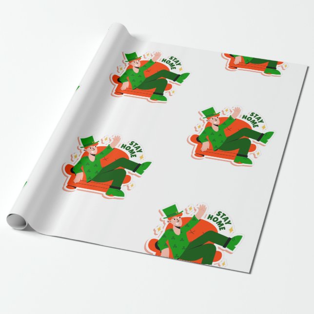 Papel De Regalo permanecer en casa st patricks bloqueo (Desenrollado)