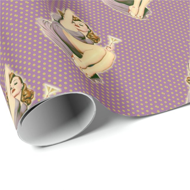 Papel De Regalo perno púrpura del Rockabilly de martini de los (Esquina del rollo)