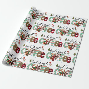 Papel De Regalo Pero Primero Café Feliz Navidad
