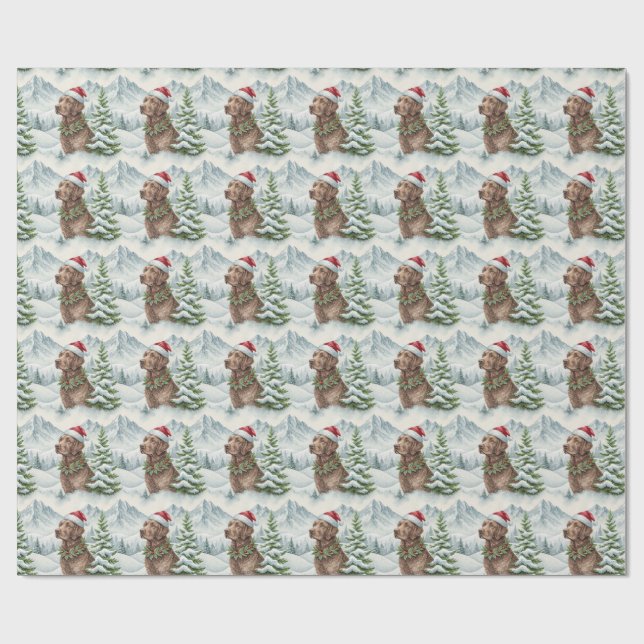 Papel De Regalo Perrito de Chesapeake Bay en Navidad (Superficie plana)