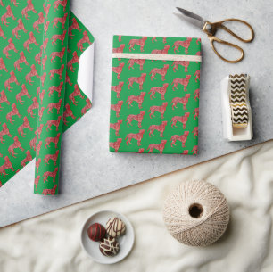 Papel De Regalo Perrito de Navidad Boxer Silueta Verde Divertida