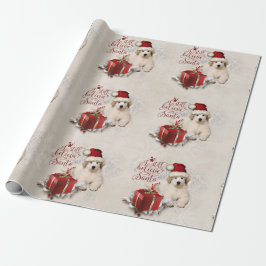 Papel De Regalo Perrito de Navidad de los grandes Pirineos