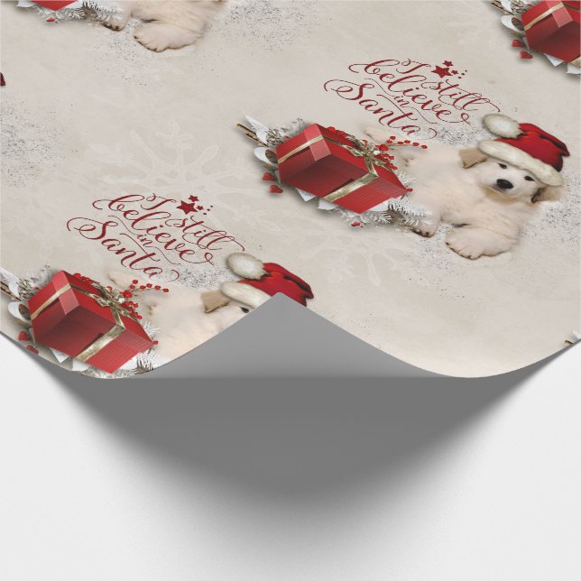 Papel De Regalo Perrito de Navidad de los grandes Pirineos (Esquina)