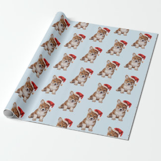 Papel De Regalo Perrito del Corgi Galés en el gorra rojo de Papá