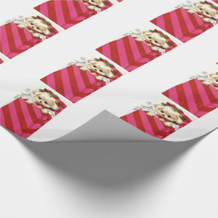 Papel De Regalo Perrito dulce Bichon Lasa del navidad del vintage