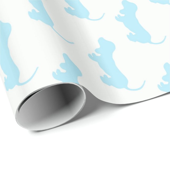 Papel De Regalo Perrito hermoso blanco y azul del bebé (Esquina del rollo)