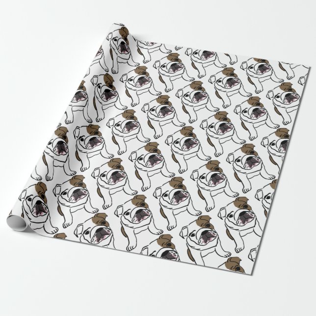 Papel De Regalo Perrito inglés personalizado del bulldog (Desenrollado)