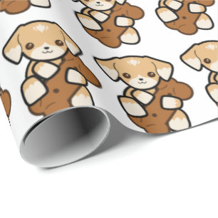 Papel De Regalo Perrito lindo con un hueso
