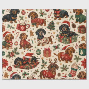 Papel De Regalo Perrito salchicha de Navidad – Lindo perro vienés