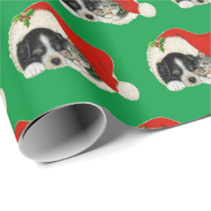Papel De Regalo Perrito y gatito lindos Navidad