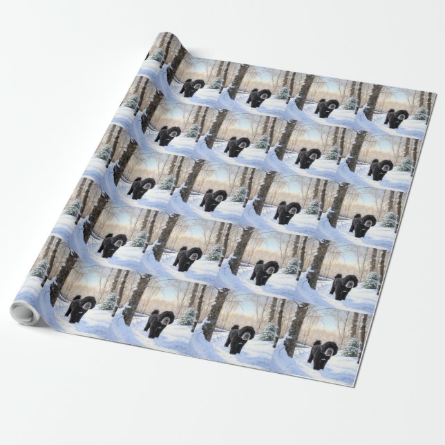 Papel De Regalo Perro acuático portugués deja que nieve Navidades (Desenrollado)