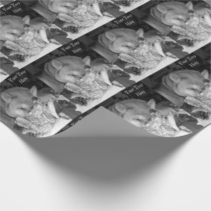Papel De Regalo Perro akita lindo dormido y vestido para navidades