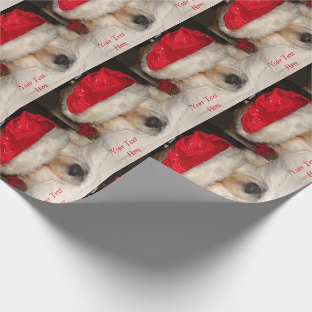 Papel De Regalo Perro akita lindo santa sombrero conejo navidades  (Esquina)