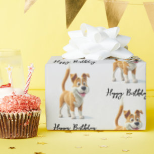 Papel De Regalo Perro animado feliz cumpleaños