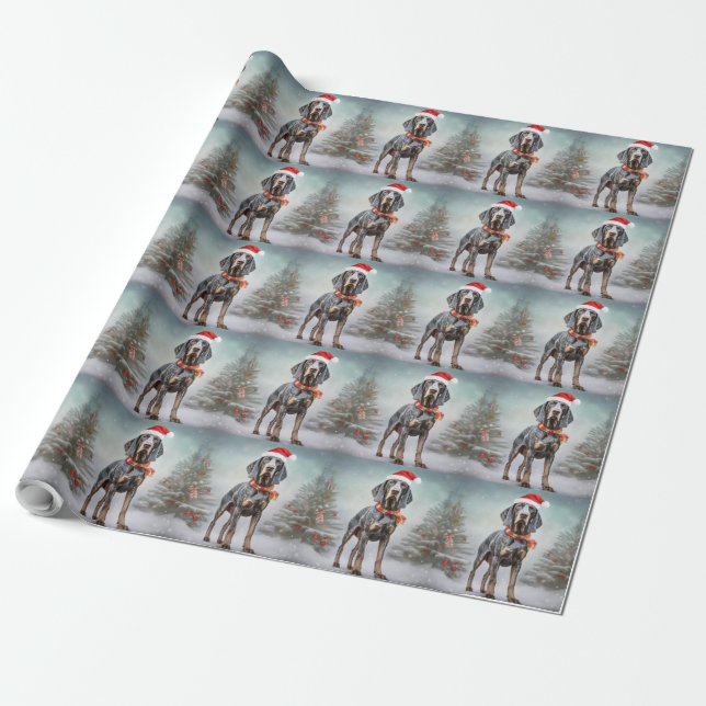Papel De Regalo Perro atún rojo en Navidades de nieve (Desenrollado)