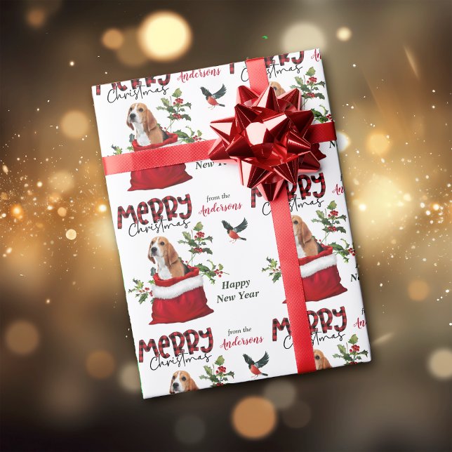 Papel De Regalo Perro beagle lindo en bolso de regalo para Navidad (Subido por el creador)