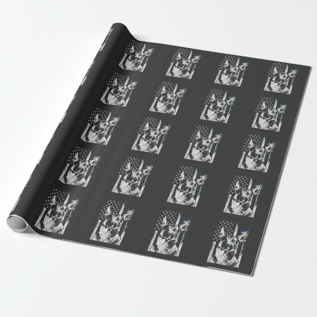 Papel De Regalo Perro belga malinés delgado de la línea azul (Desenrollado)