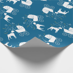 Papel De Regalo Perro Boxeador Baby Shower Puppy Blue Boy