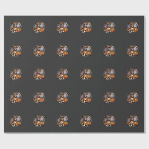 Papel De Regalo Perro Boxer Halloween Calabaza Sublimación