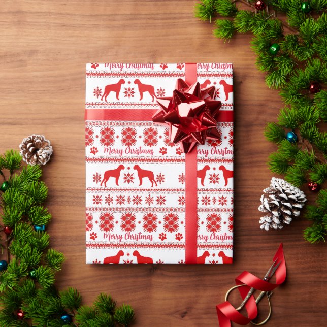 Papel De Regalo Perro Boxer Nórdico Rojo Navidad (Regalo de vacaciones)