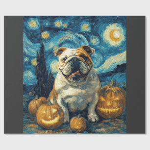 Papel De Regalo Perro Bulldog Inglés Lindo de Halloween Jack O Lan