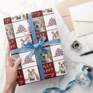 Papel De Regalo Perro Cachorro Mascota 2 Fotos Árbol de Navidad Al