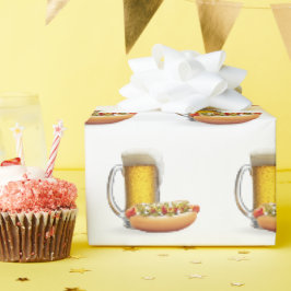 Papel De Regalo Perro caliente y cerveza en blanco