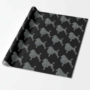 Papel De Regalo Perro Caniche Cuadrícula Amarillo & Azul