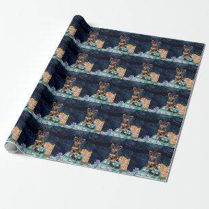 Papel De Regalo Perro Chihuahua Halloween Camión Noche Espeluznant