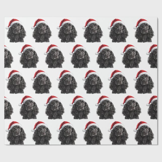 Papel De Regalo Perro Cocker Spaniel inglés negro con sombrero de  (Superficie plana)