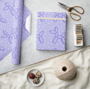 Papel De Regalo Perro con globo Lavender