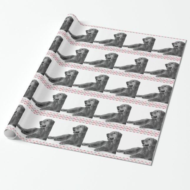 Papel De Regalo Perro con hermosos corazones (Desenrollado)