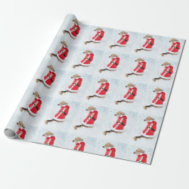 Papel De Regalo Perro con Navidades de Santa Suya Blanco Rojo