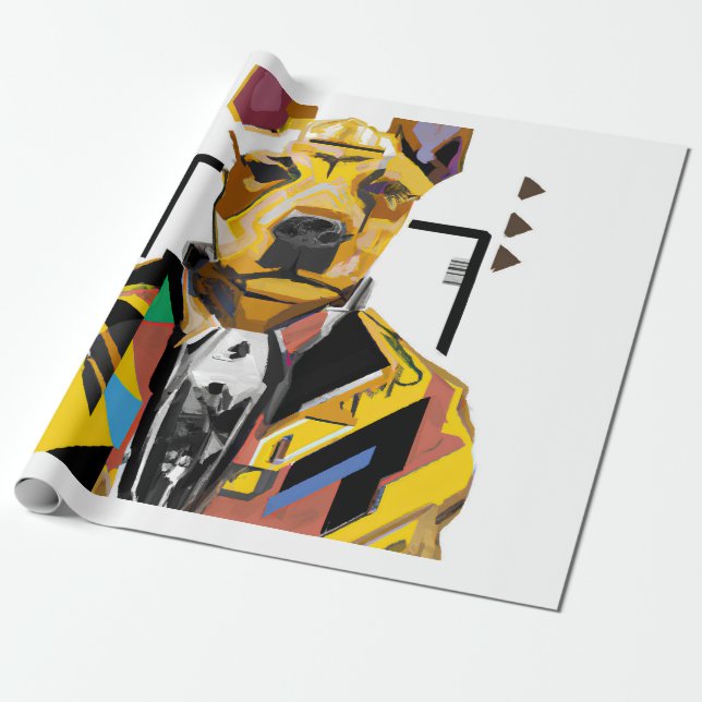 Papel De Regalo Perro con traje: Arte digital (Desenrollado)