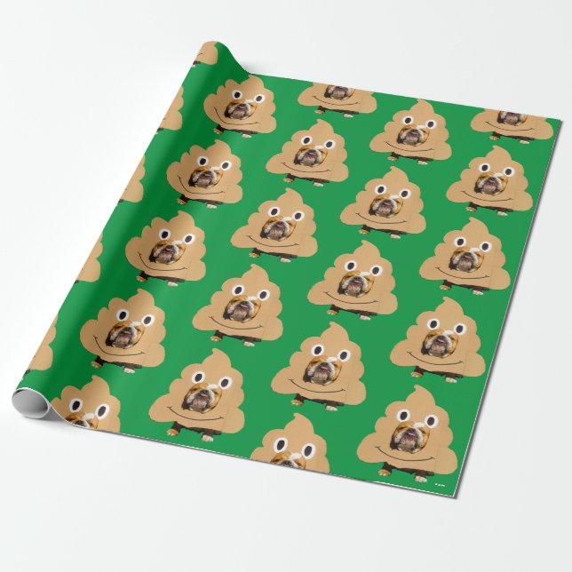 Papel De Regalo Perro con traje de Emoji de caca (Desenrollado)