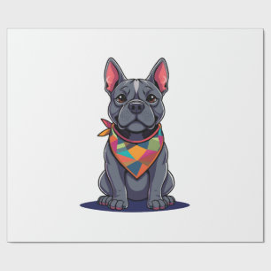 Papel De Regalo Perro Cute Pitbull Frenchie con arte de bandana