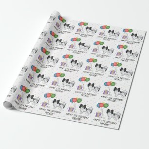 Papel De Regalo Perro Cutto De Papillón Blanco Y Negro - Cumpleaño