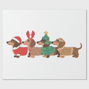 Papel De Regalo Perro Dachshund con ropa de Navidad para amantes d