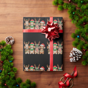 Papel De Regalo Perro Dachshund de Navidad Luces de Navidad Sombre