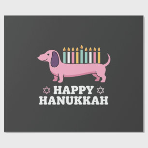 Papel De Regalo Perro Dachshund feliz Hanukkah
