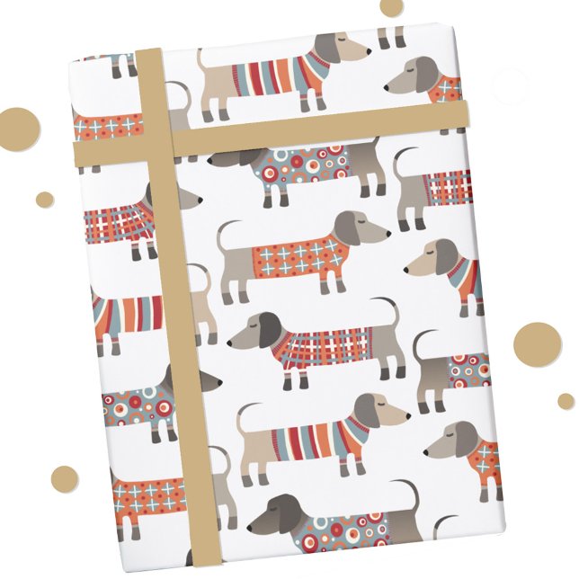 Papel De Regalo Perro Dachshund Sausage (Dachshund Wiener Sausage Dog fun gift wrap paper roll)