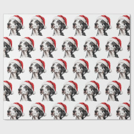 Papel De Regalo Perro dálmata con sombrero de Santa