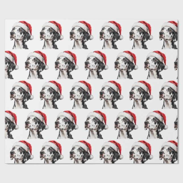Papel De Regalo Perro dálmata con sombrero de Santa (Superficie plana)