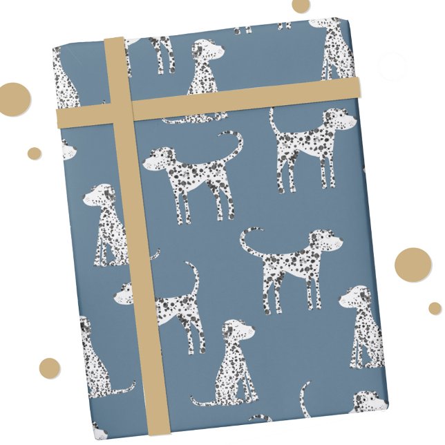 Papel De Regalo Perro dálmata verde Verde azulado (Fun Dalmatian Dog gift wrap paper roll)