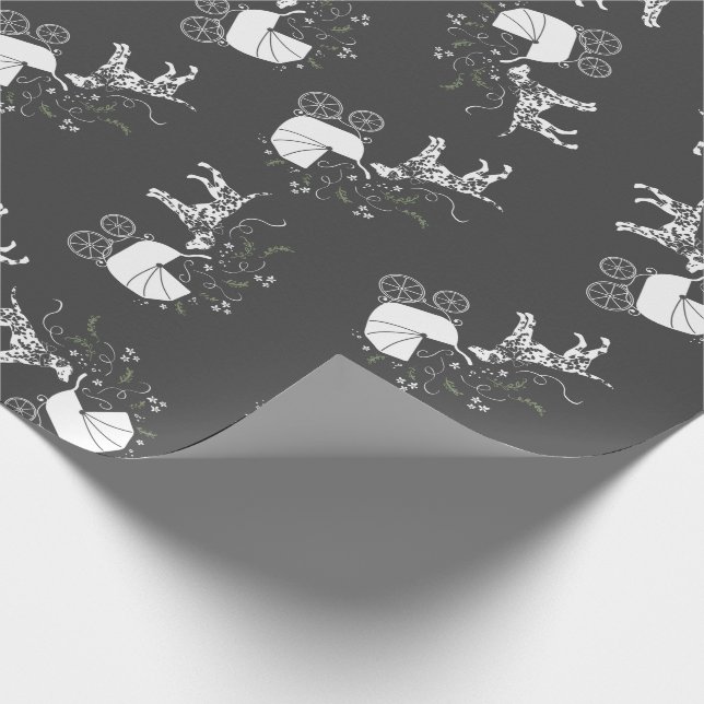 Papel De Regalo Perro dalmatiano Baby Shower gris pimienta (Esquina)